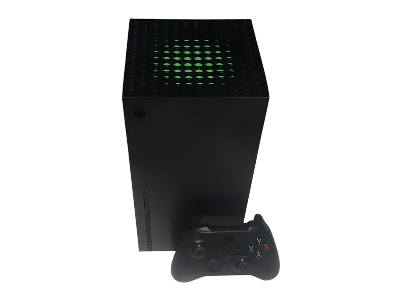 An Xbox Series X console with a wireless controller